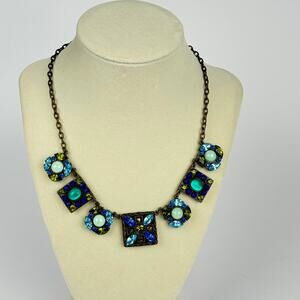 Vintage Poggi Paris Necklace 🛸 signed statement crystal blue green